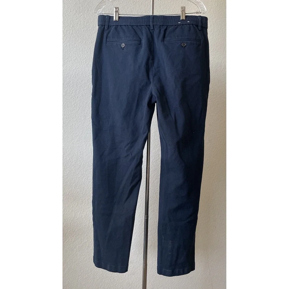 Banana Republic Mens Slim Fit Chino Pants Navy Blue Elastic Waist 34x32 Stretch
